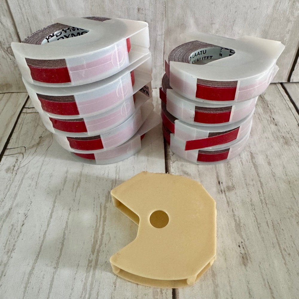 Vintage Dymo Glossy Red Embossing Label Tape 1/4" x 12' ~  9 Rolls NOS 5206 02 - Picture 6 of 8